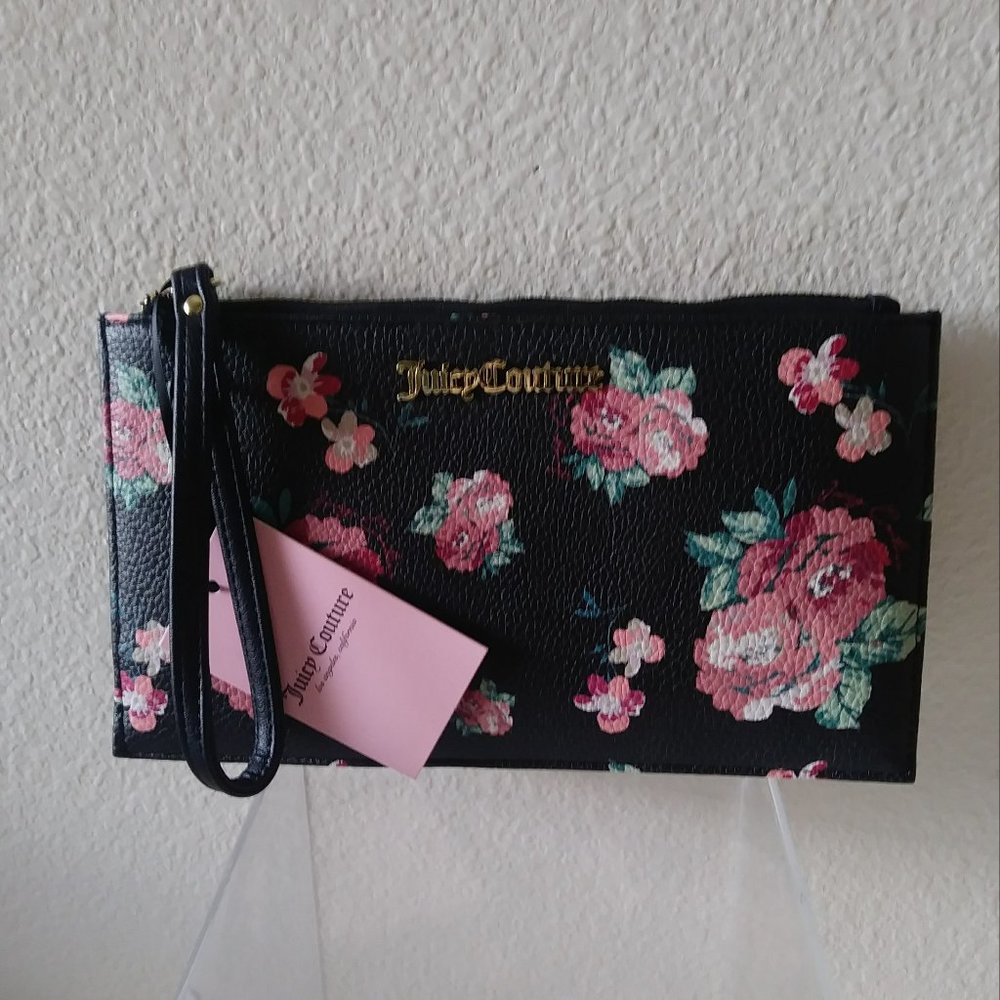 Juicy Couture Wristlet Black Rose - Picture 1 of 12